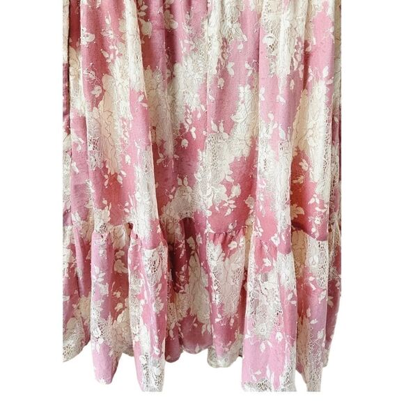 TORRID Foxglove Pink Mini two toned, lace floral, tierd babydoll dress. 1X - Picture 10 of 16